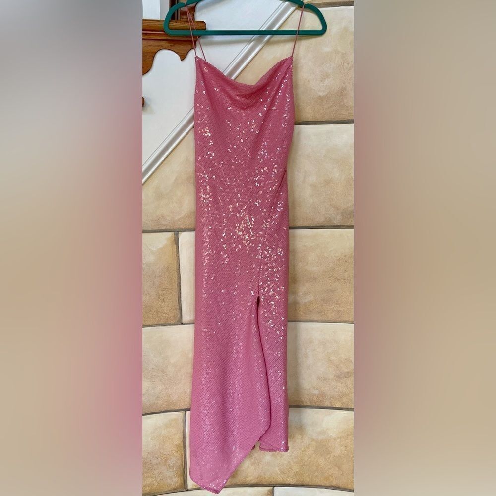 Pink Sequin Cowl Neck Dress - Picture 7 of 7